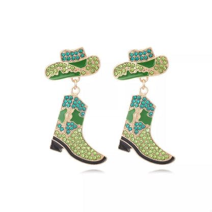 Cowboy Hat and Boot Dangle Earrings — square view — Livostyle