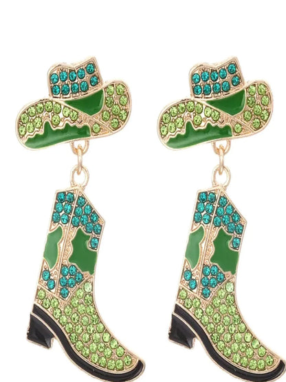 Cowboy Hat and Boot Dangle Earrings — detail view — Livostyle