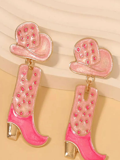 Cowgirl Boot and Hat Dangle Earrings — detail view — Livostyle