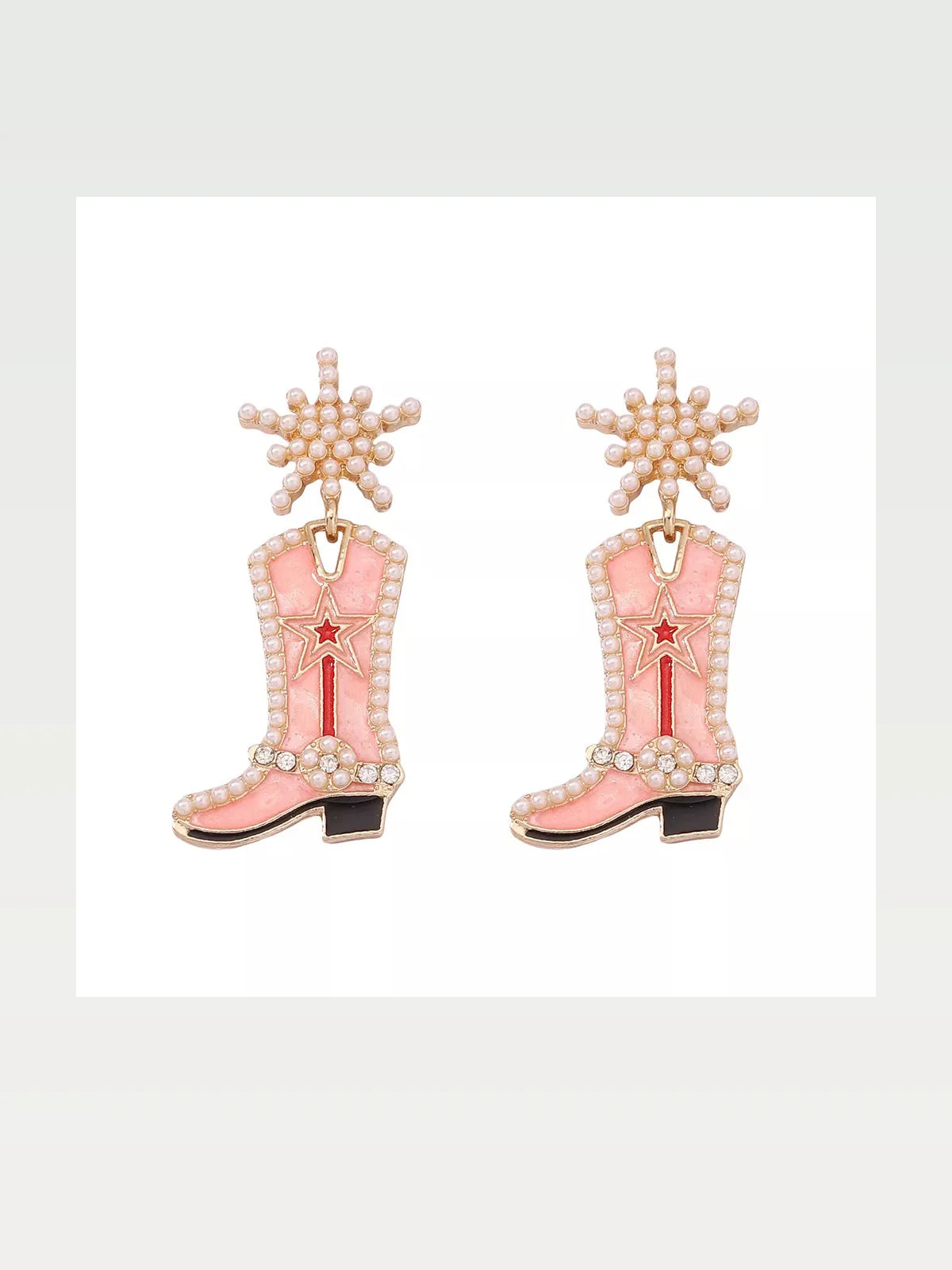 Cowgirl Boot Dangle Earrings in Pink — styled showcase — Livostyle