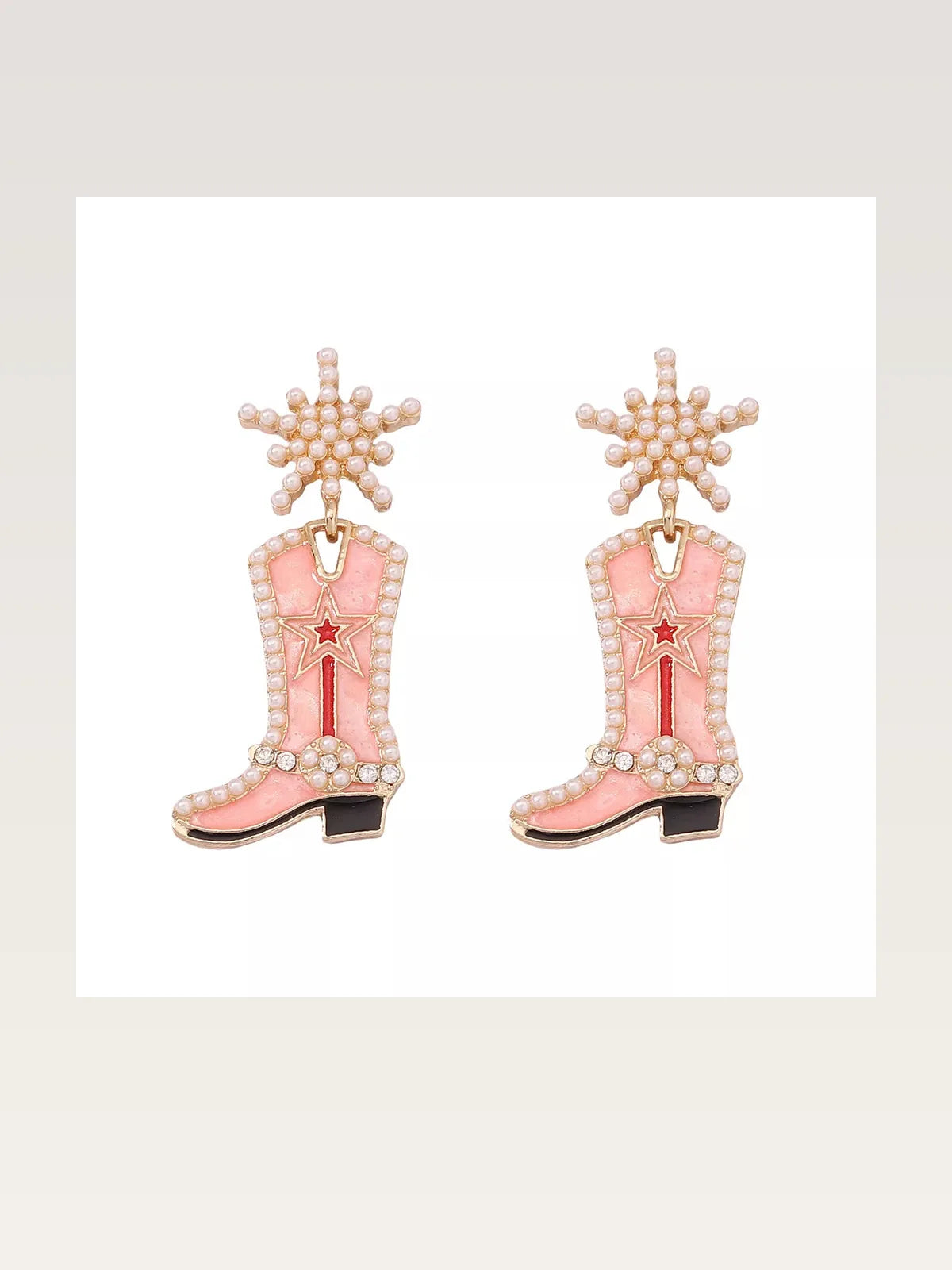 Cowgirl Boot Dangle Earrings in Pink — styled showcase — Livostyle