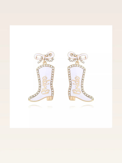 Cowgirl Boot Dangle Earrings with Bow — styled showcase — Livostyle