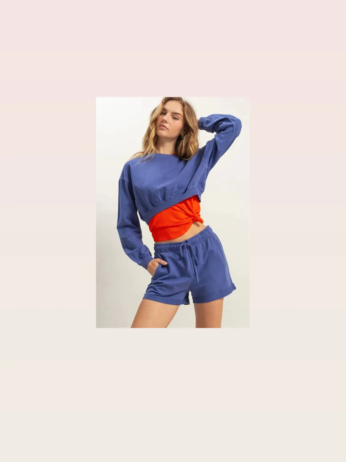 Classic Crew Neck Cropped Sweatshirt with Long Sleeves — styled showcase — Livostyle
