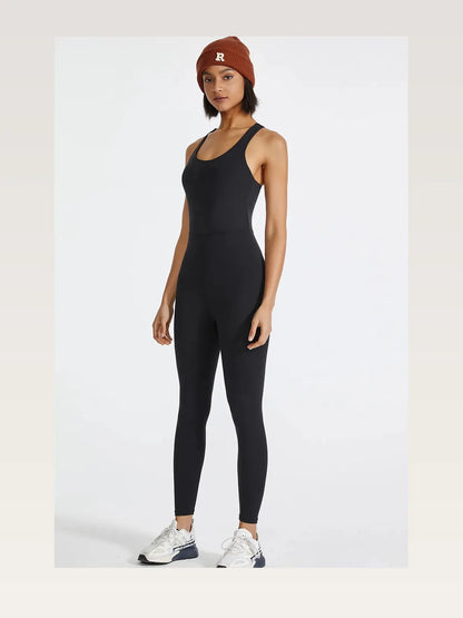 Crisscross Back Wide Strap Active Jumpsuit — styled showcase — Livostyle