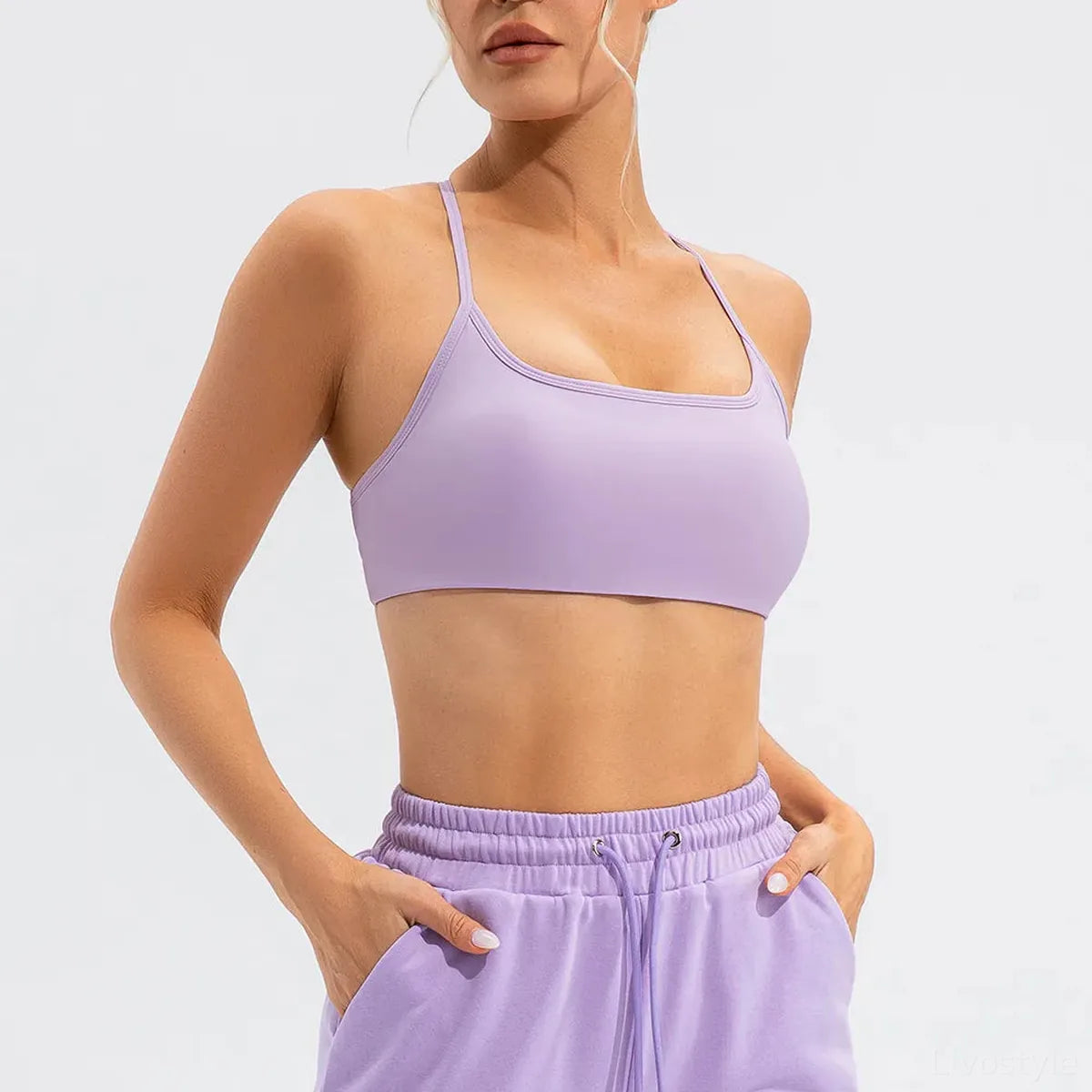 Crisscross Spaghetti Strap Active Cami — square view — Livostyle