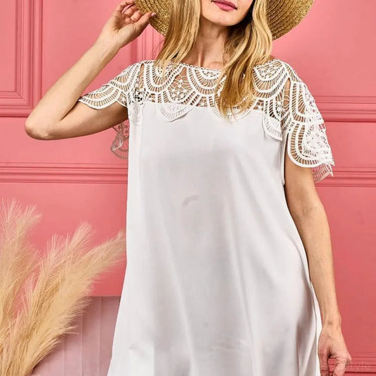 Boho Inspired Crochet Lace Wrinkled Top — square view — Livostyle