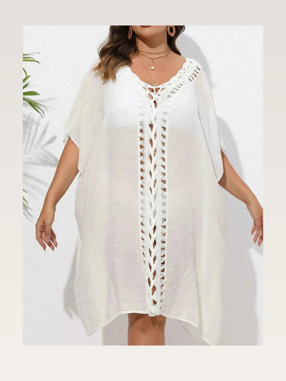 Crochet Trim V-Neck Beach Cover Up Dress — styled showcase — Livostyle