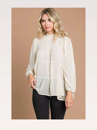 Swiss Dot Smocked Blouse: Elegance & Comfort — styled showcase — Livostyle