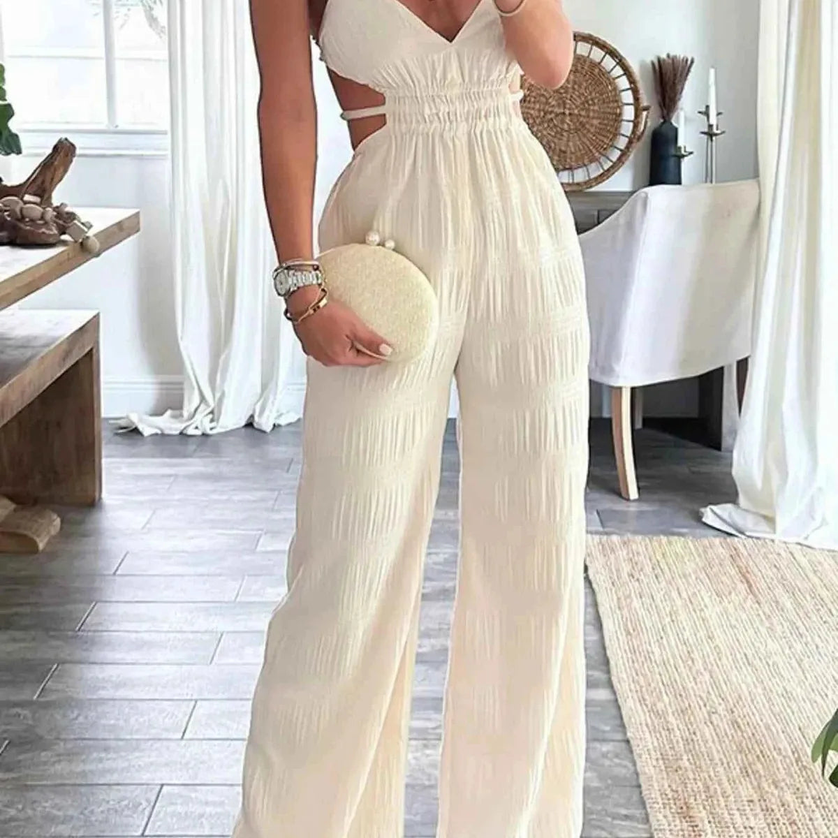 Cut-Out Wide Leg Jumpsuit — square view — Livostyle