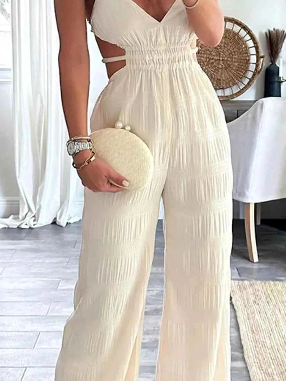 Cut-Out Wide Leg Jumpsuit — detail view — Livostyle
