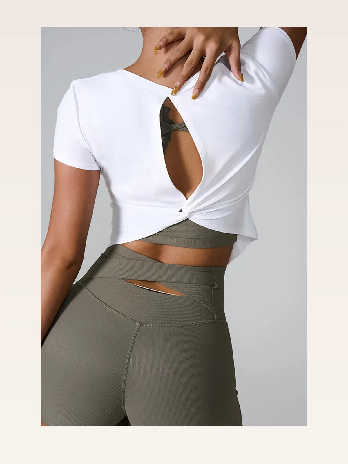 Cutout Round Neck Short Sleeve Active T-Shirt — styled showcase — Livostyle