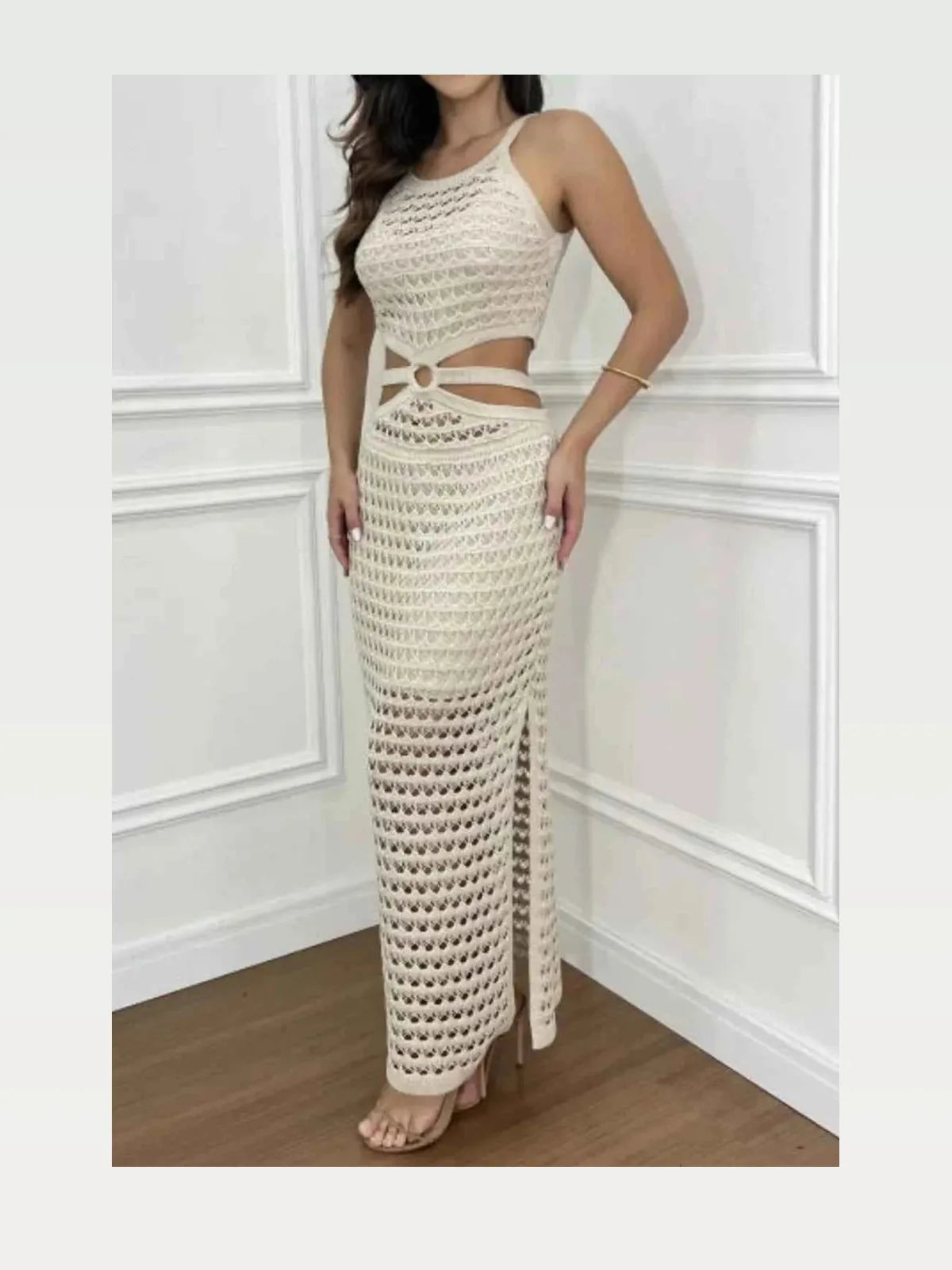 Cutout Slit Round Neck Sweater Dress — styled showcase — Livostyle
