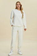 Texture Round Neck Long Sleeve Top and Pants Set — Livostyle