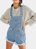 Pocketed Square Neck Wide Strap Denim Overalls — Livostyle