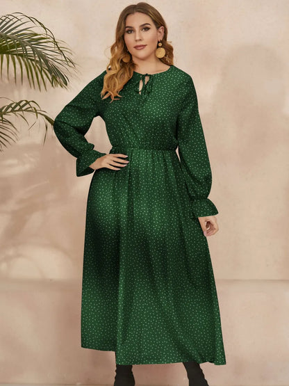 Ruffled Polka Dot Long Sleeve Midi Dress – Plus Size – photo 8