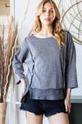 Boat Neck Exposed Seam Slit Top — Livostyle