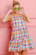 Vibrant Plaid Sleeveless Sundress in Multi Colors — Livostyle