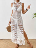 Backless Fringe Hem Round Neck Cover-Up Dress — Livostyle