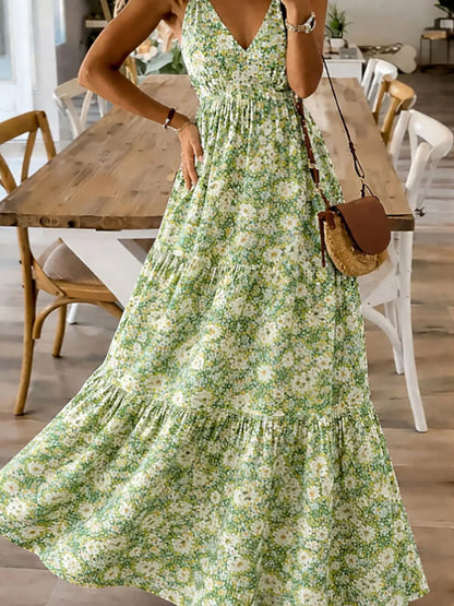 Floral Tiered Ruched Maxi Dress with Spaghetti Straps – photo 7