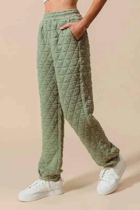 SO ME Triangle Quilted Straight Jogger Pants