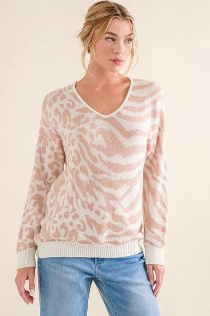 Bold Leopard-Zebra Combo Casual Sweater: Fashion-Forward & Comfortable — Livostyle