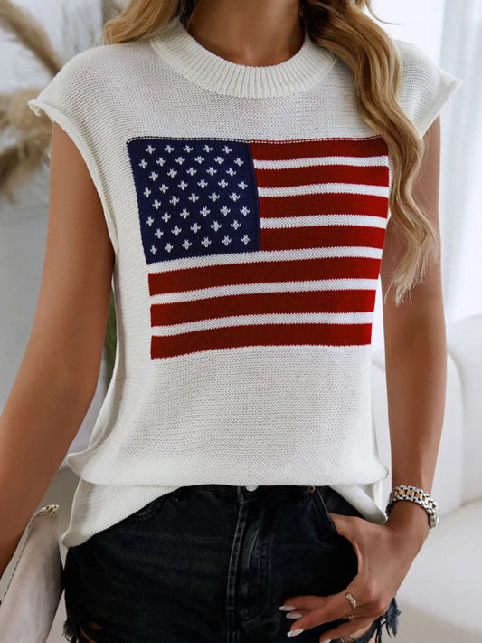 Devine US Flag Round Neck Sweater Vest — Livostyle