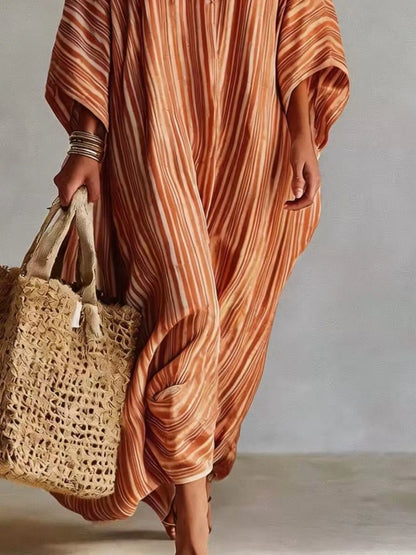 Striped V-Neck Oversized Maxi Dress – photo 4