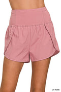 High Waisted Quick-Dry Running Shorts with Zip Pocket in Lt Rose