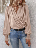 Surplice Smocked Lantern Sleeve Blouse — Livostyle