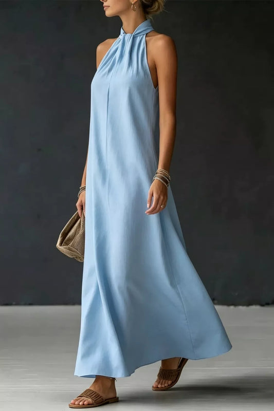 Halter Neck Slit Sleeveless Maxi Dress