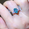 2 Carat 925 Sterling Silver Moissanite Ring — Pear-Shape Blue-Green — Livostyle