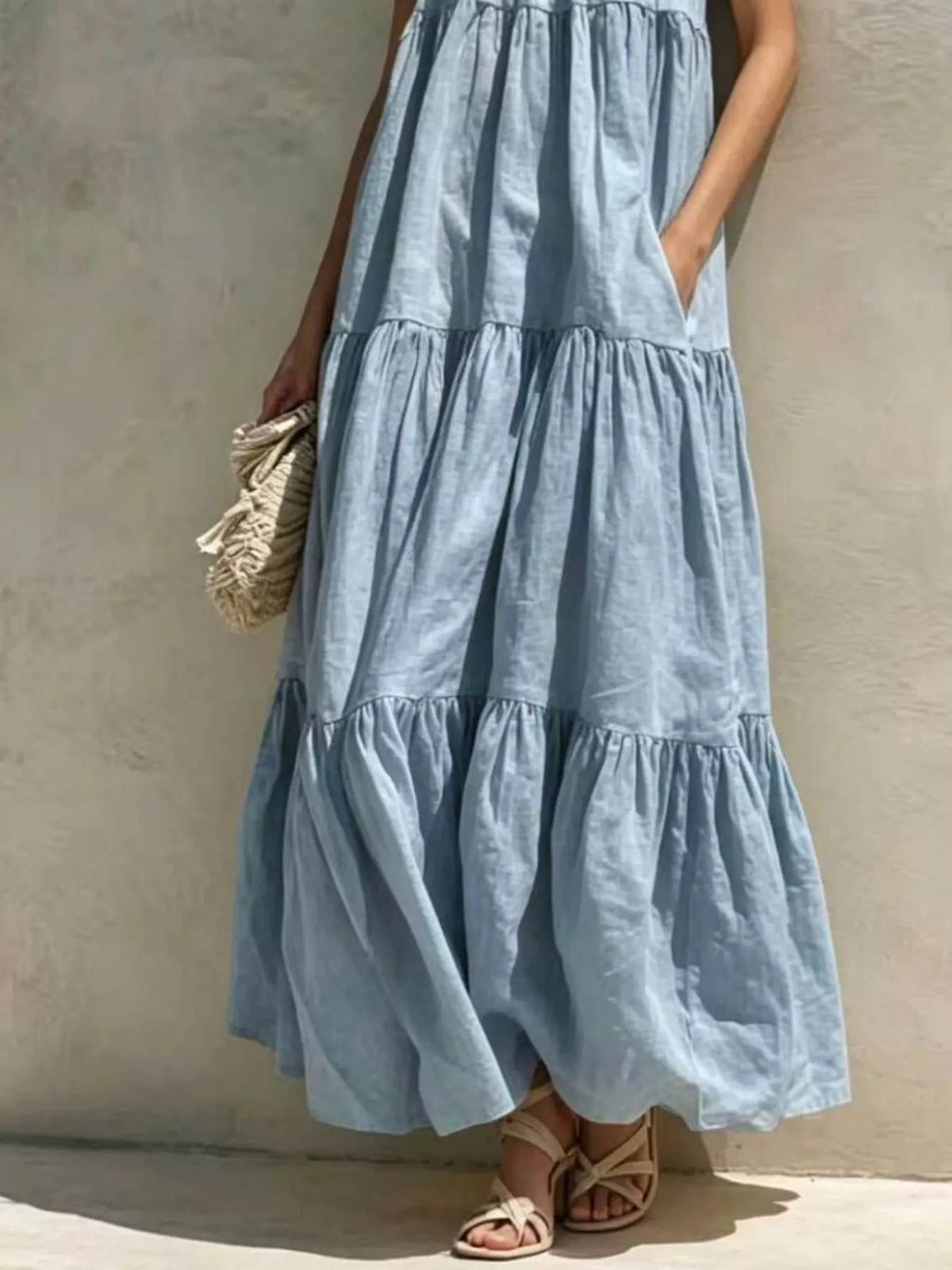 Tiered Scoop Neck Maxi Dress with Pockets – photo 4