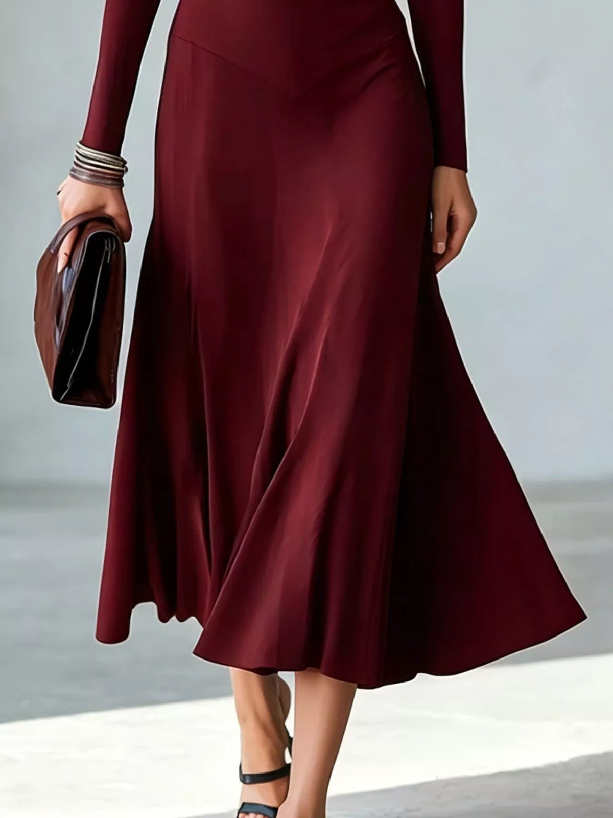 Mock Neck Cut-Out Long Sleeve Midi Dress – Plus Size – photo 10