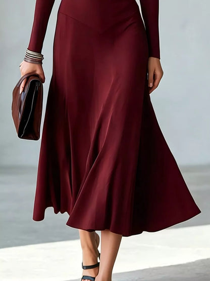 Mock Neck Cut-Out Long Sleeve Midi Dress – Plus Size – photo 10