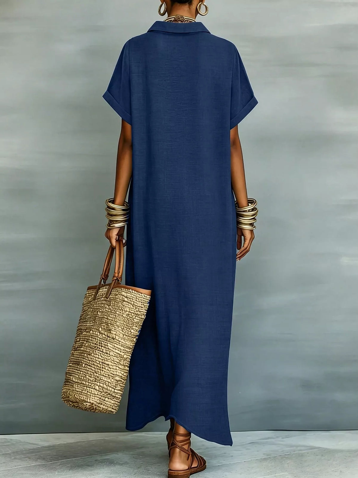 Casual Linen Shirt Dress with Button-Down Front – photo 8