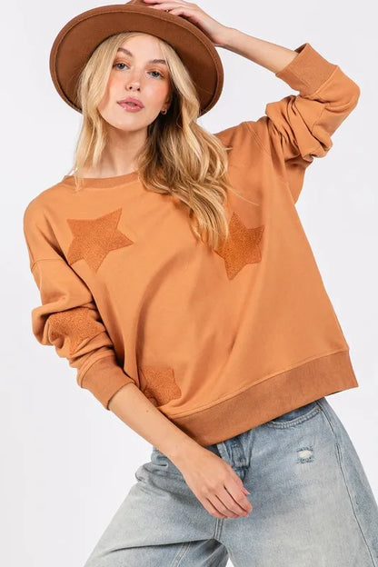 Star Patch Long Sleeve Sweatshirt — Livostyle
