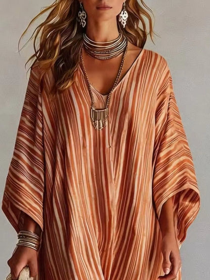 Striped V-Neck Oversized Maxi Dress – photo 3
