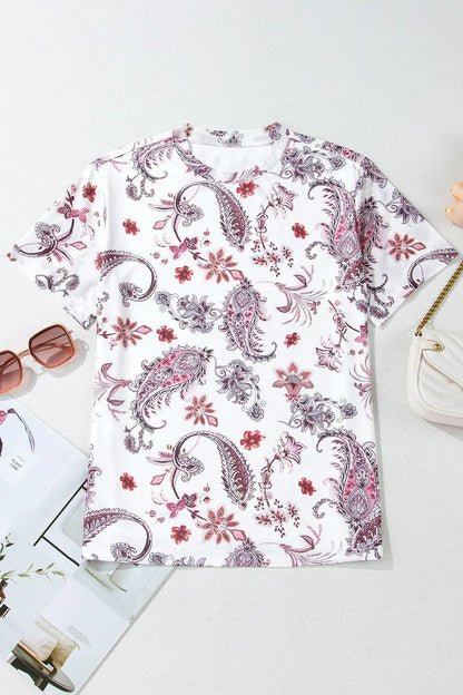Paisley Mock Neck T Shirt closeup — Livostyle