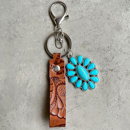 Turquoise Genuine Leather Key Chain — Livostyle