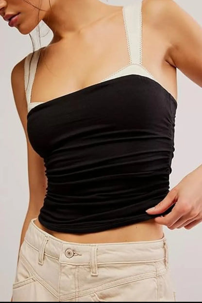 Square Neck Wide Strap Cami detail — Livostyle