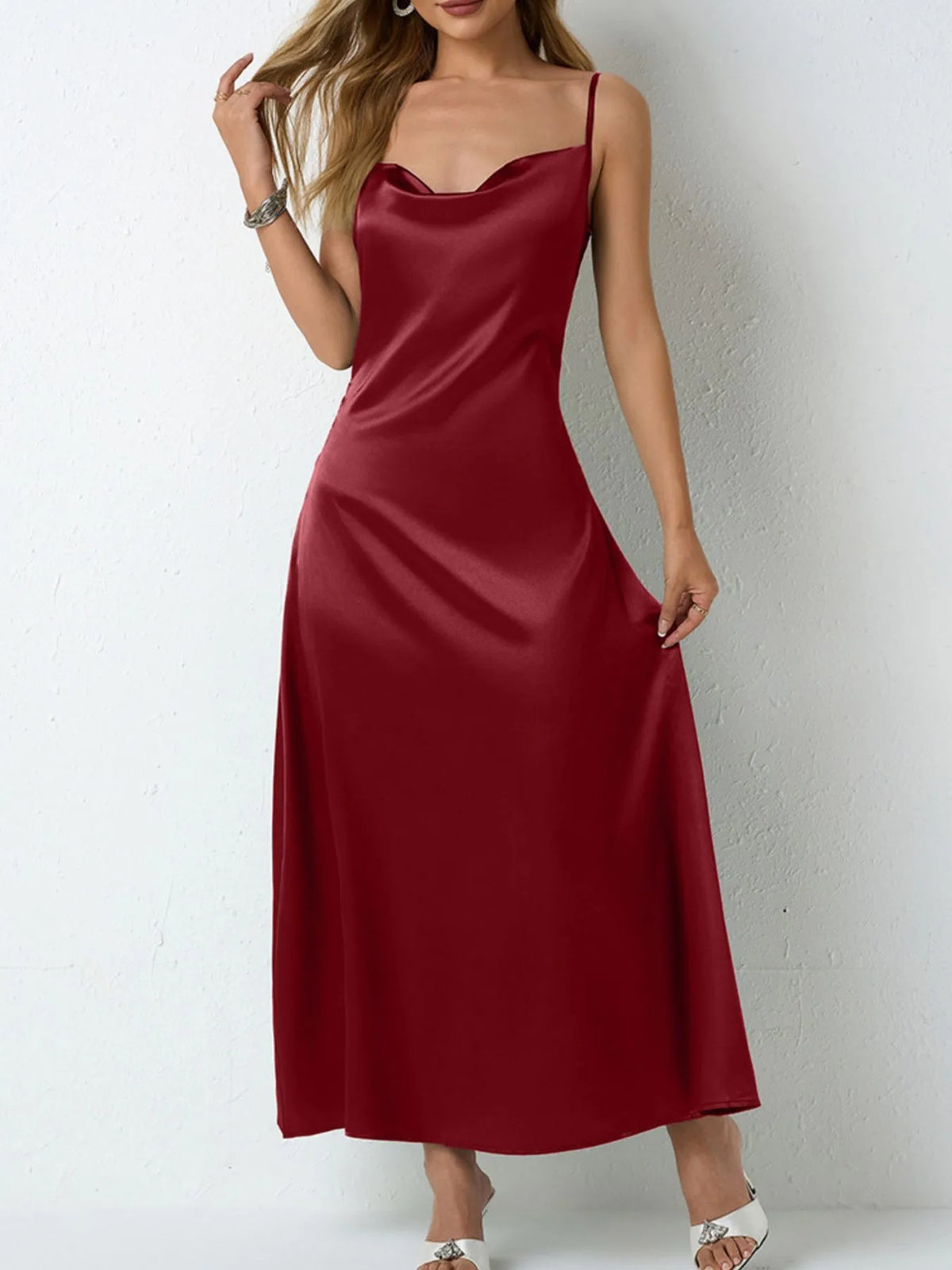 Satin Cowl Neck Cami Dress – photo 16