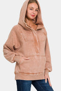 Acid-wash fleece kangaroo pocket hoodie — Livostyle