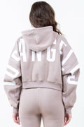 Stylish Graphic Letter Cropped Hoodie with Long Sleeves & Drawstring — Livostyle