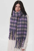 Fringe Plaid Polyester Scarf — Livostyle