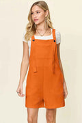 Orange Chevron Texture Square Neck Sleeveless Romper