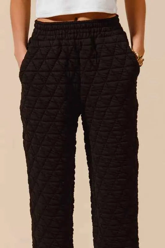 SO ME Triangle Quilted Straight Jogger Pants