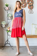 US Flag Theme Contrast Tank Dress in Red Multi