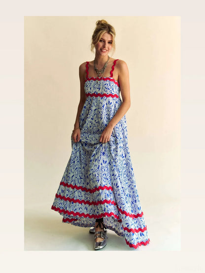 Velvet-Trimmed Smocked Midi Dress — styled showcase — Livostyle