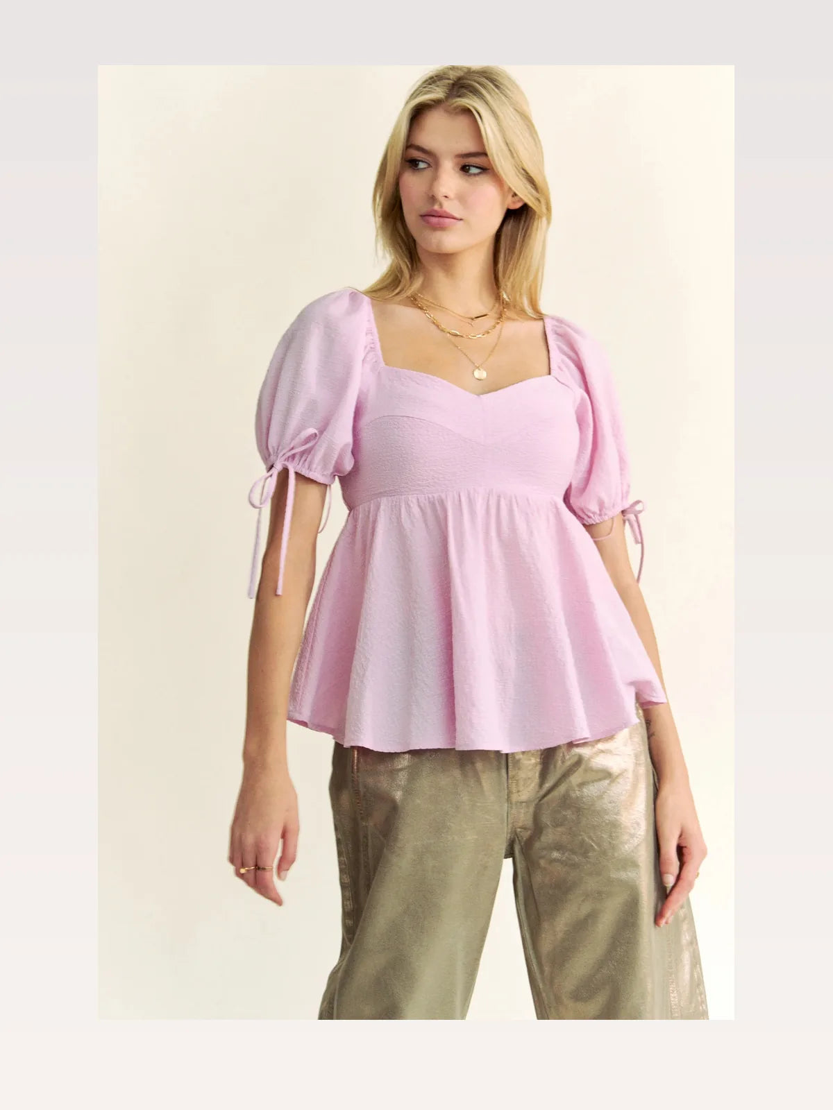 Versatile Peplum Blouse with Puffed Sleeves — styled showcase — Livostyle