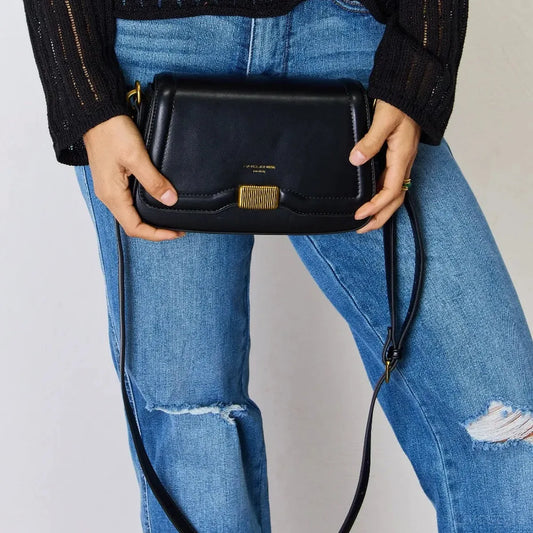 Black PU Leather Crossbody Bag — square view — Livostyle